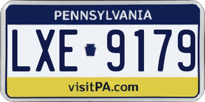 PA license plate LXE9179