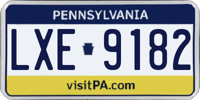 PA license plate LXE9182
