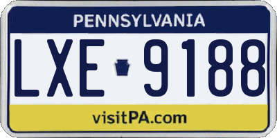PA license plate LXE9188