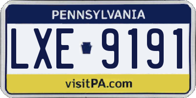 PA license plate LXE9191
