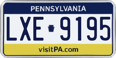 PA license plate LXE9195