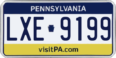 PA license plate LXE9199