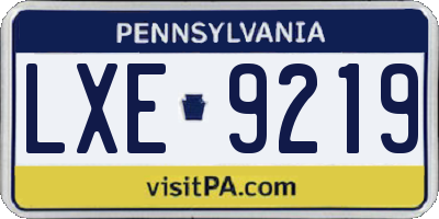 PA license plate LXE9219