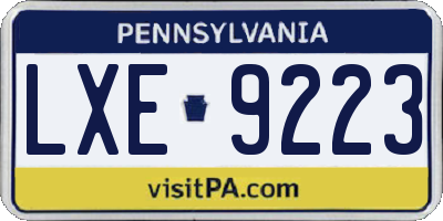 PA license plate LXE9223