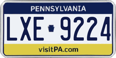 PA license plate LXE9224