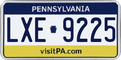 PA license plate LXE9225