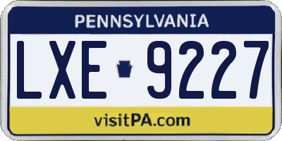 PA license plate LXE9227