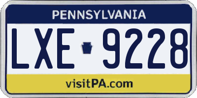 PA license plate LXE9228