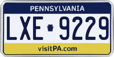 PA license plate LXE9229