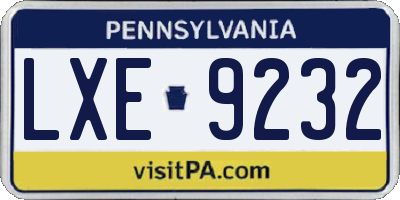 PA license plate LXE9232
