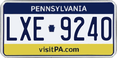 PA license plate LXE9240