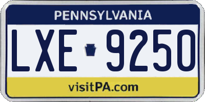 PA license plate LXE9250