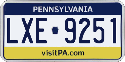PA license plate LXE9251