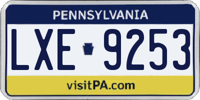 PA license plate LXE9253