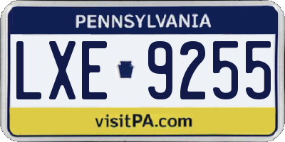 PA license plate LXE9255