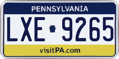 PA license plate LXE9265