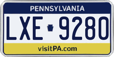 PA license plate LXE9280