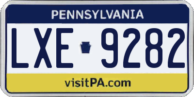PA license plate LXE9282