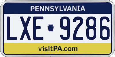 PA license plate LXE9286