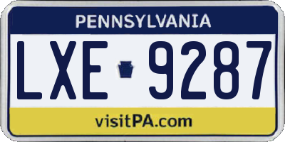 PA license plate LXE9287