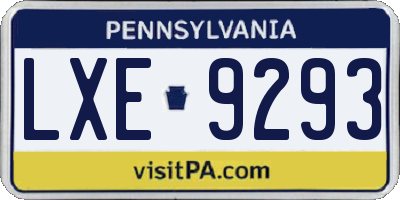 PA license plate LXE9293