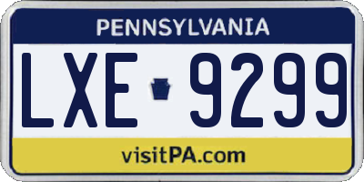 PA license plate LXE9299