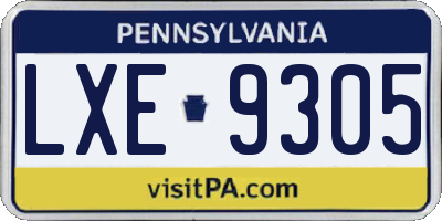 PA license plate LXE9305