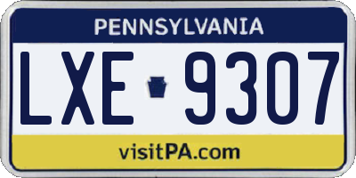 PA license plate LXE9307
