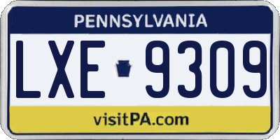 PA license plate LXE9309