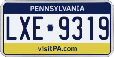 PA license plate LXE9319