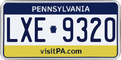 PA license plate LXE9320