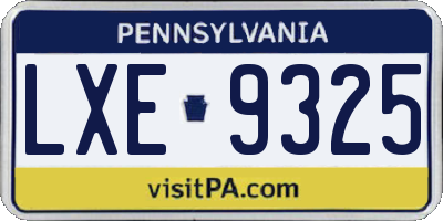 PA license plate LXE9325