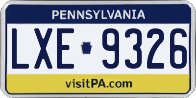 PA license plate LXE9326