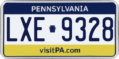 PA license plate LXE9328