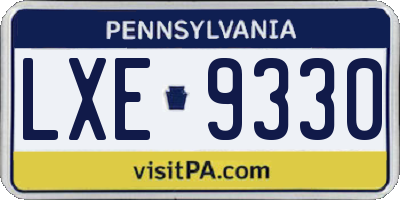 PA license plate LXE9330