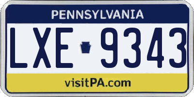 PA license plate LXE9343