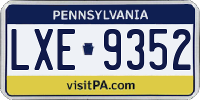 PA license plate LXE9352