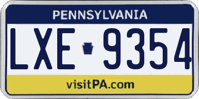 PA license plate LXE9354