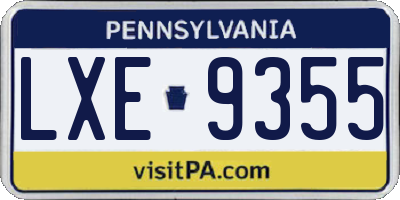 PA license plate LXE9355