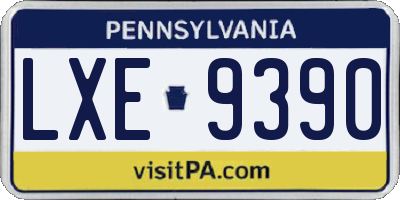 PA license plate LXE9390