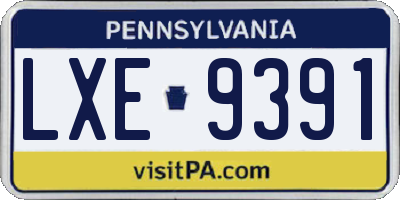 PA license plate LXE9391