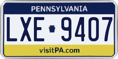 PA license plate LXE9407