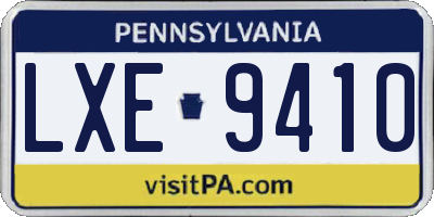 PA license plate LXE9410