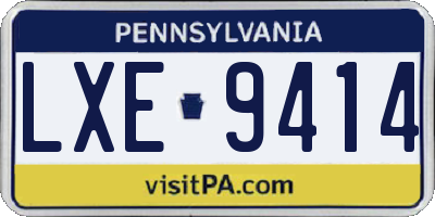 PA license plate LXE9414