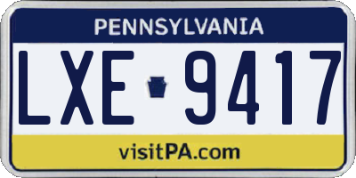PA license plate LXE9417