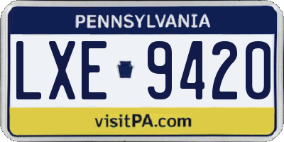PA license plate LXE9420