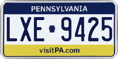 PA license plate LXE9425