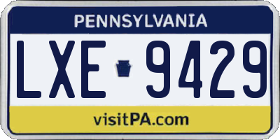 PA license plate LXE9429