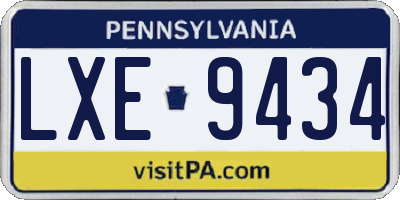 PA license plate LXE9434