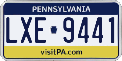 PA license plate LXE9441